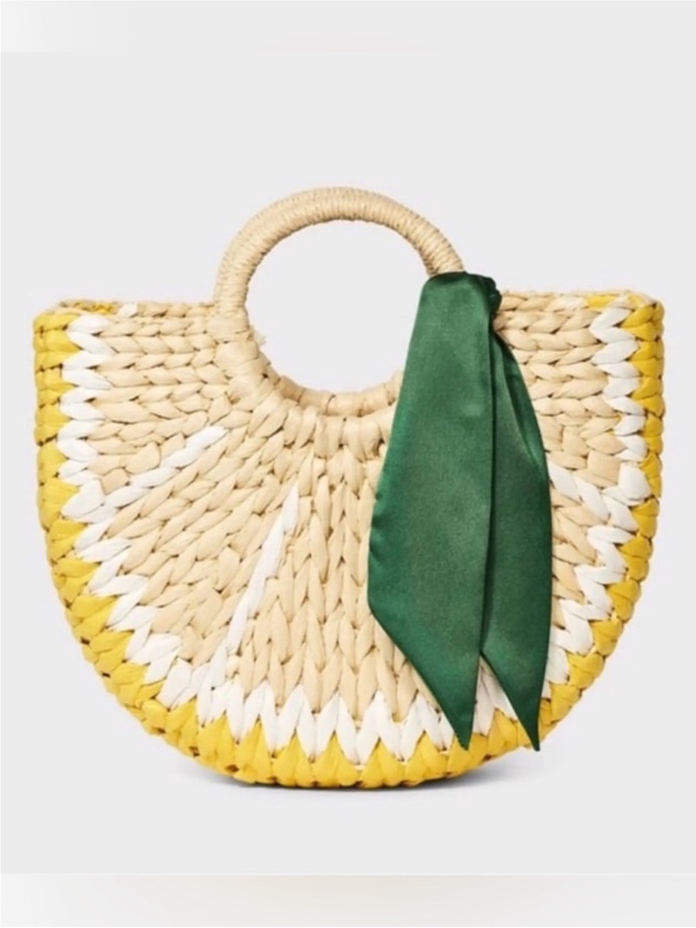 A new day lemon Woven Straw Tote with